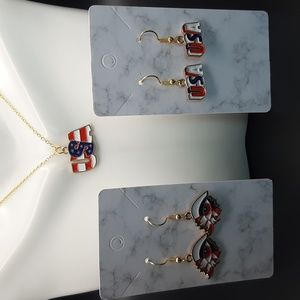 NWT 3 Pack Giadasio Handmade Gold Plated America Red/White/Blue USA Jewerly Set